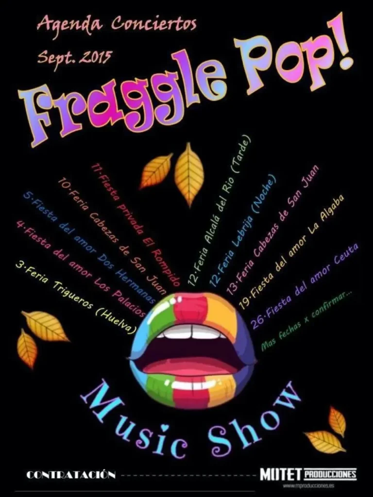 Cartel de agenda de conciertos de Fraggle Pop hecho por Enclave Studio Digital en Cáceres.