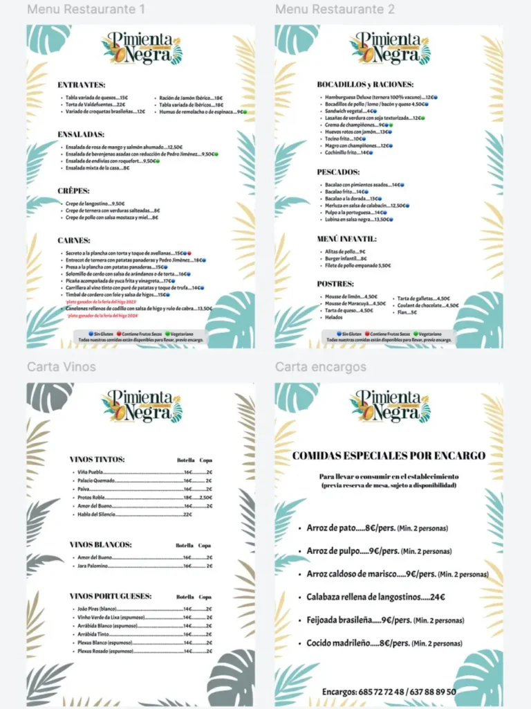 Infografía, diseño de cartas y menús personalizados para bares y restaurantes | Enclave Studio Digital en Cáceres