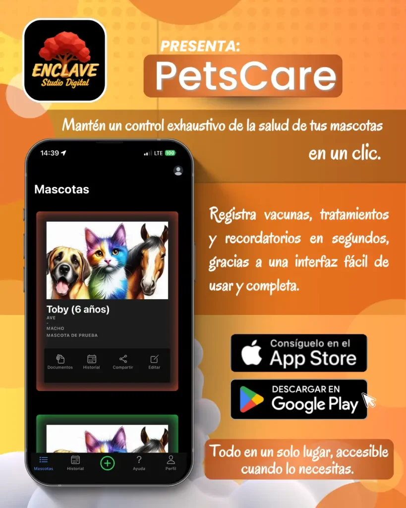 App Movil PetsCare - Seguimiento online de la salud de tus mascotas | Enclave Studio Digital