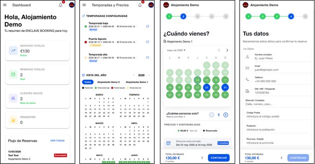 Funcionamiento y uso de Enclave Booking | Motor de reservas online sin comisiones para alojamientos turísticos | hecho por Enclave Studio Digital